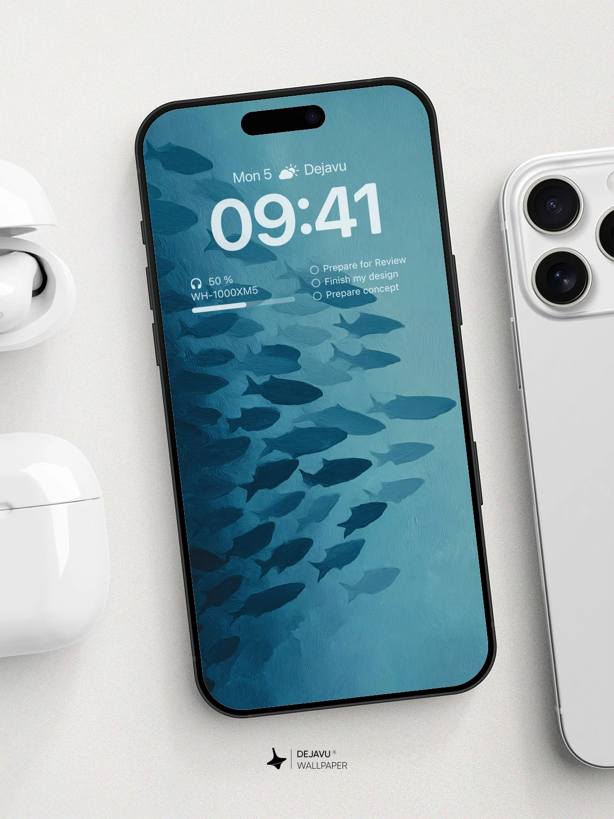 Underwater Fish Swarm Wallpaper 8K for iPhone and Android