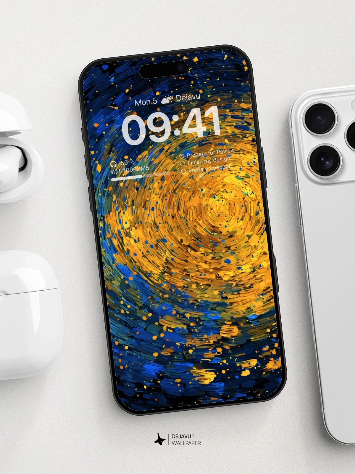 Van Gogh Inspired Cosmic Spiral Wallpaper 8K for iPhone and Android