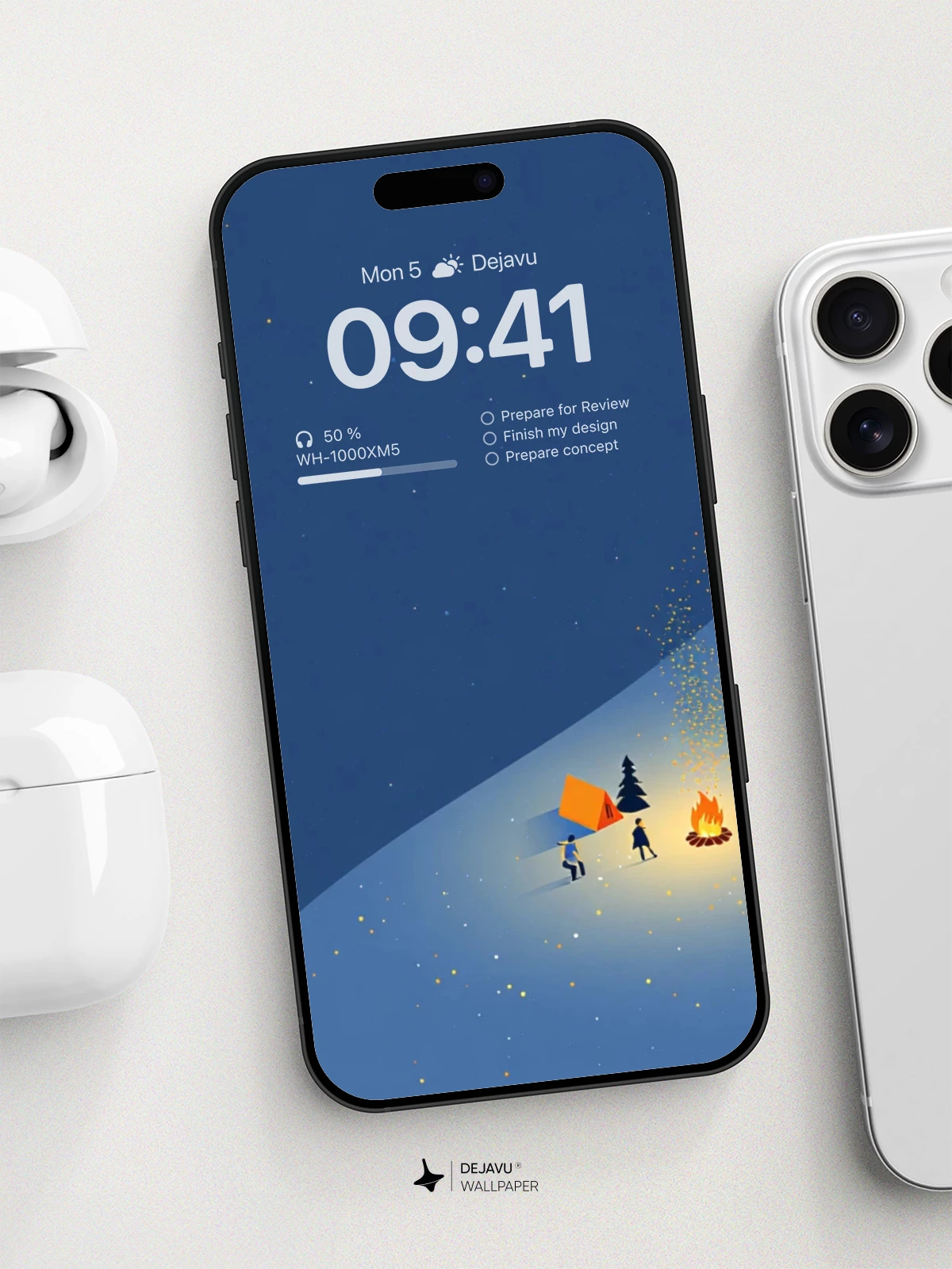 Winter Campfire Scene Wallpaper 8K for iPhone and Android