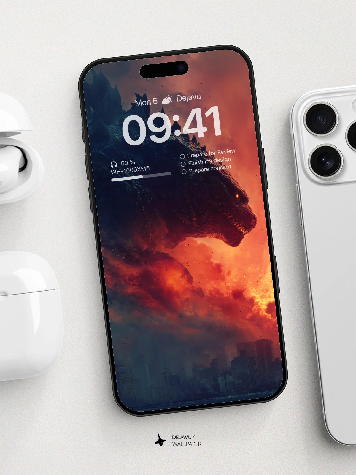 Godzilla Roars Over City Skyline Wallpaper 8K for iPhone and Android