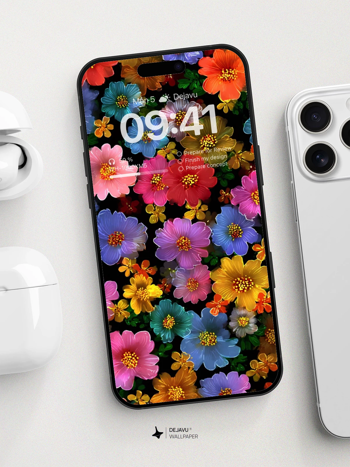Vibrant Floral Mosaic Wallpaper 8K for iPhone and Android