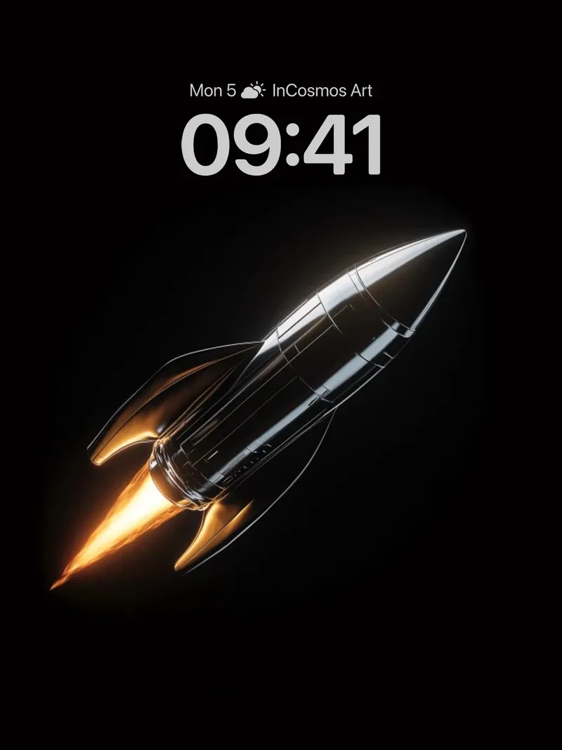Futuristic Flame Wallpaper with Sleek Rocket Design