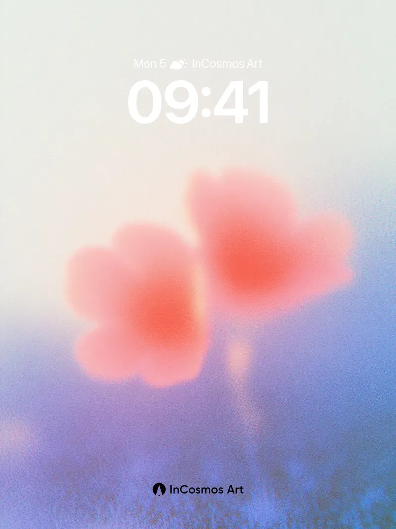 Soft Haze Wallpaper with Floating Petals