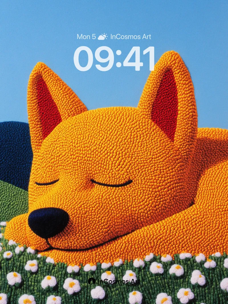Serenity Knit Wallpaper with Sleeping Fox