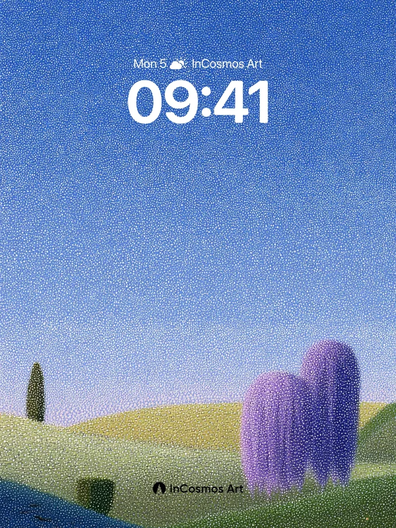 Serenity Field Wallpaper with Dotted Hues