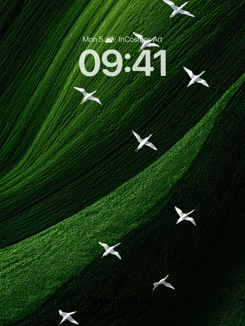 Serenity Flight Wallpaper with Emerald Swirls