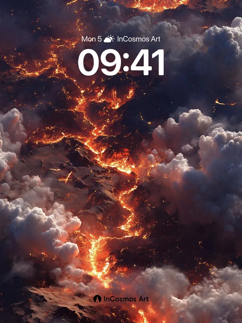 Inferno Veil Wallpaper with Cloud-Clad Flames