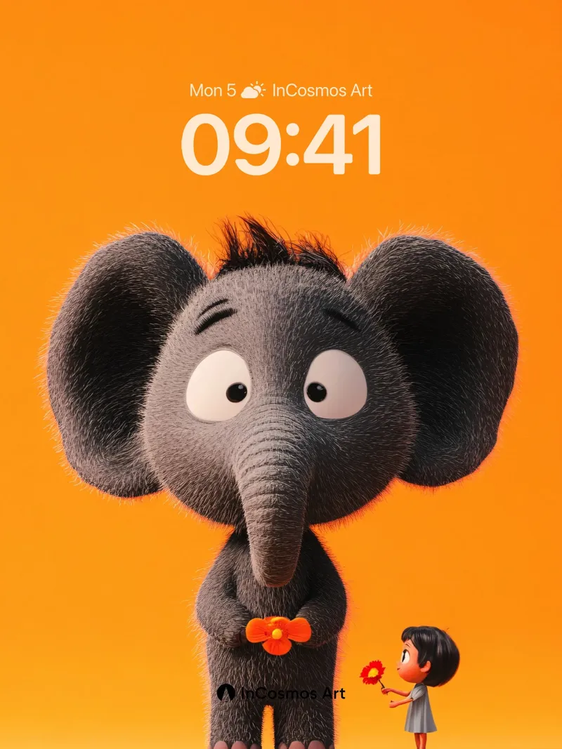 Whimsical Encounter Wallpaper with Gentle Giants