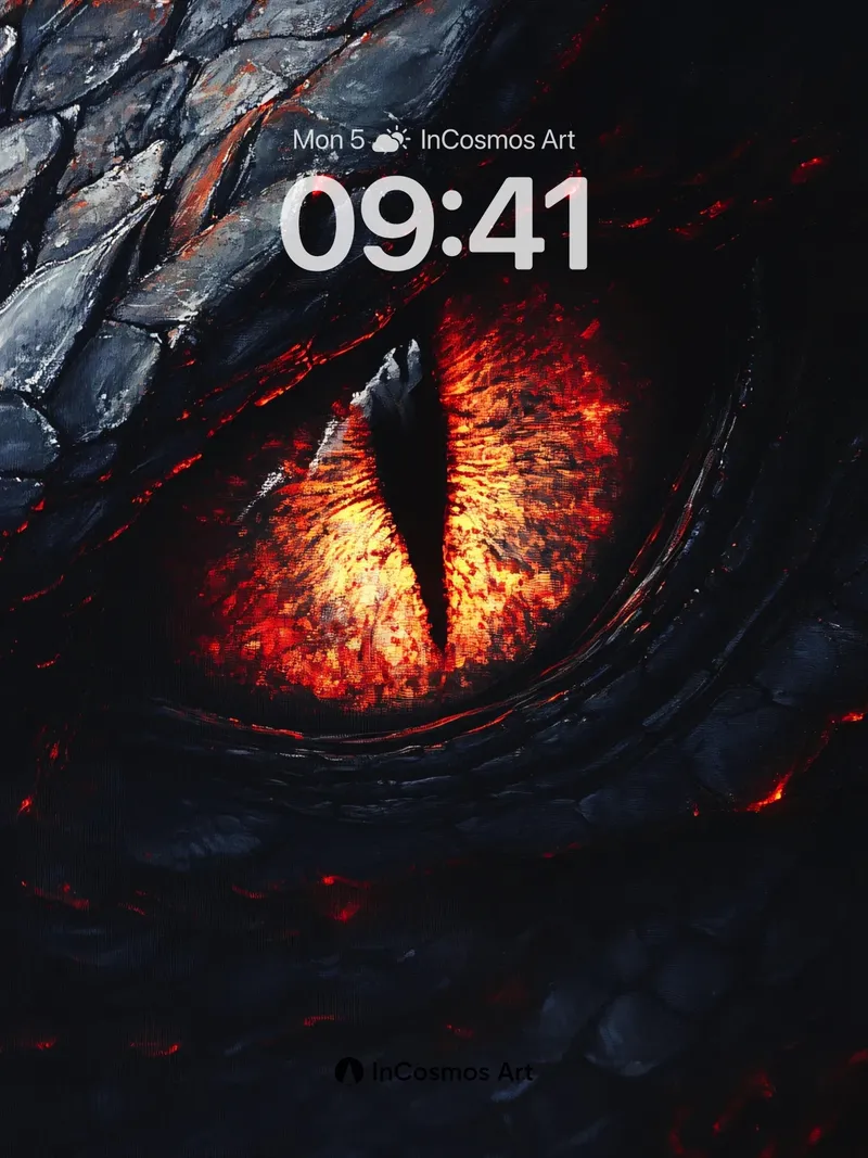 Obsidian Flame Wallpaper with Burning Gaze