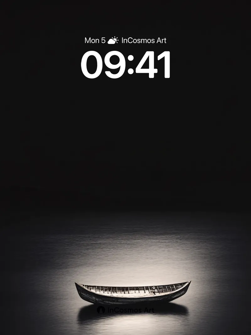 Serenity Boat Wallpaper with Moonlit Stillness