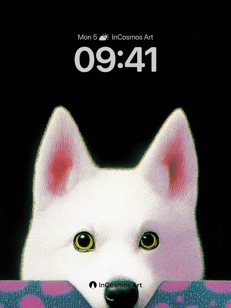Whispering Canine Wallpaper with Polka-Dot Veil