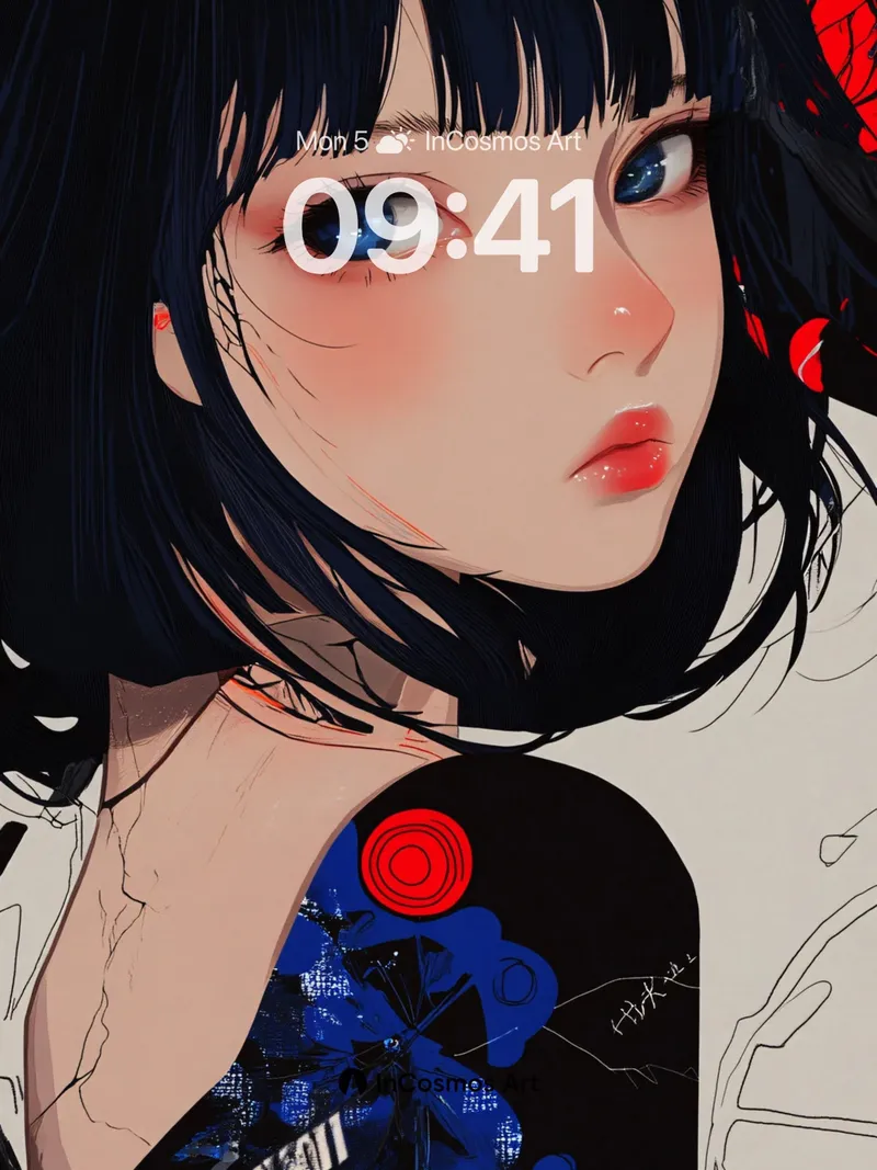 Crimson Reflection Wallpaper with Hidden Symbols