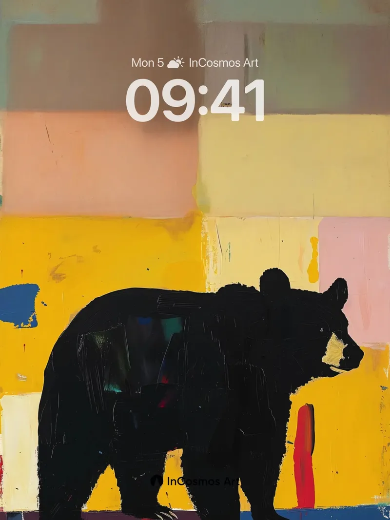 Silhouetted Bear Wallpaper with Color Field Echoes