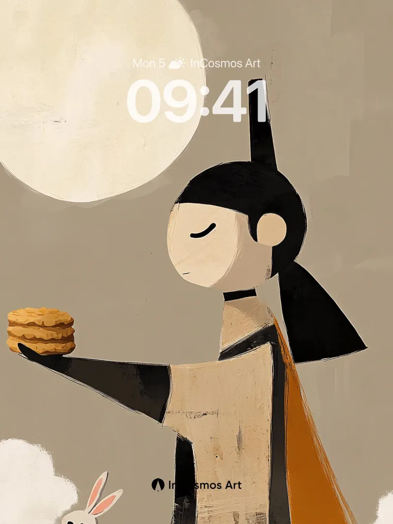 Serene Moonlight Wallpaper with Cookie Offering