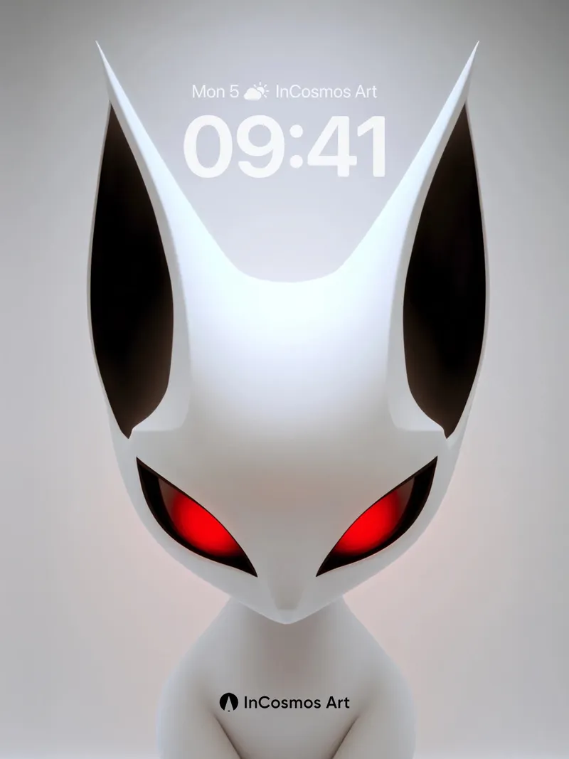 Silent Watcher Wallpaper with Crimson Eyes