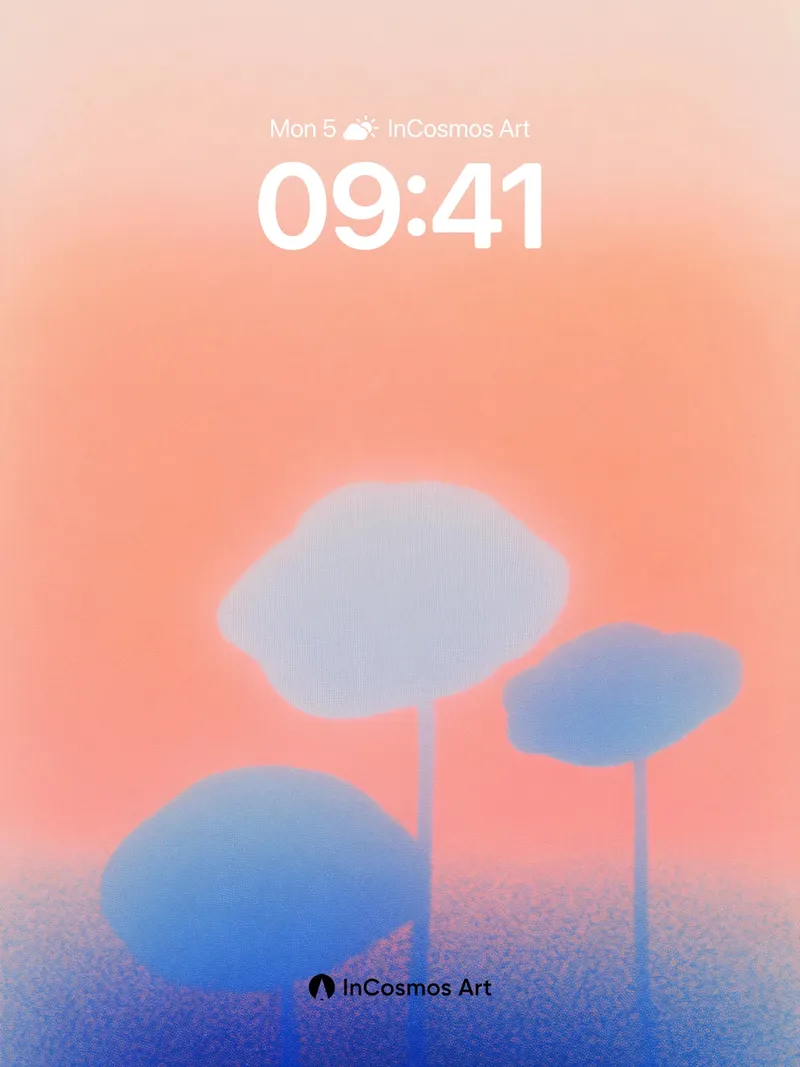 Serene Nebula Wallpaper with Floating Forms