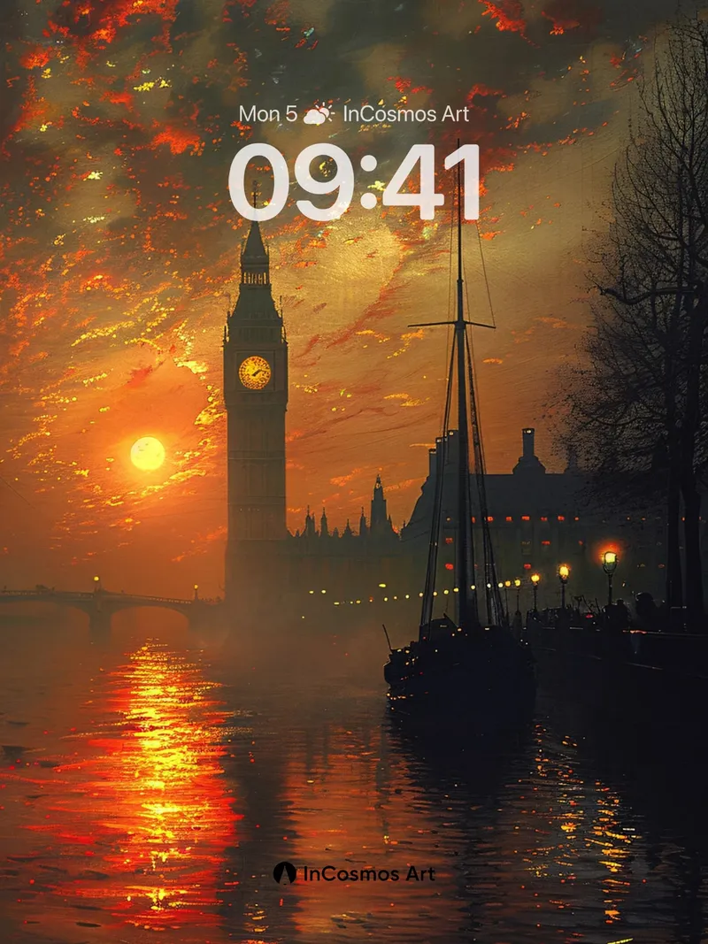 Crimson Horizon Wallpaper with Clocktower Echo