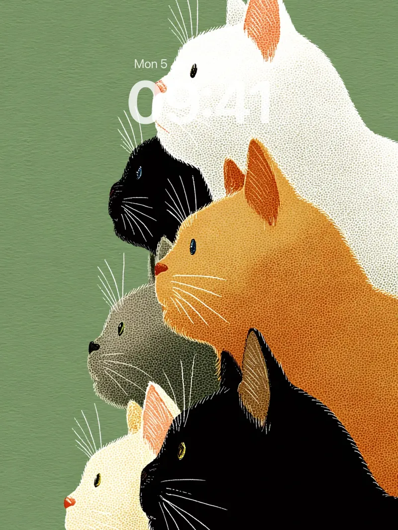 Whispering Fur Wallpaper with Stacked Silhouettes