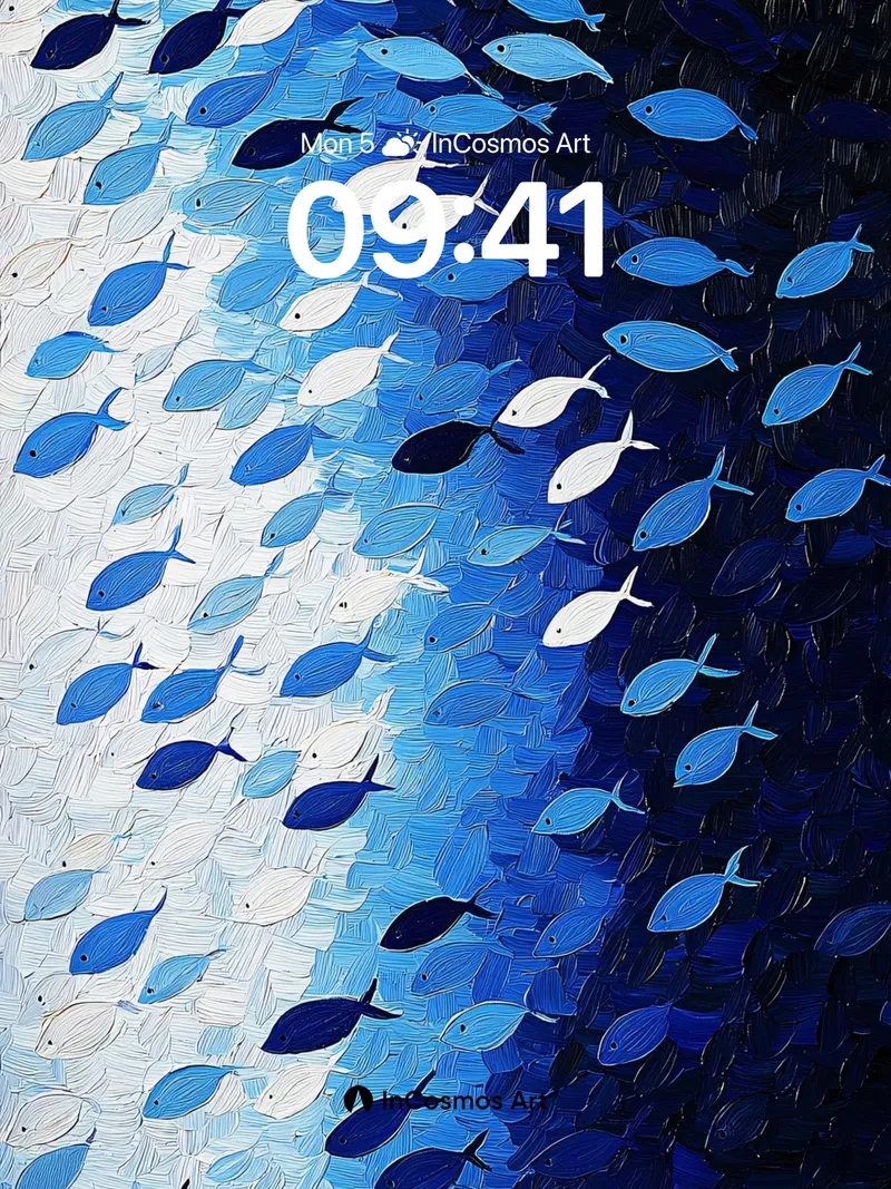 Oceanic Drift Wallpaper with Brushstroke Currents