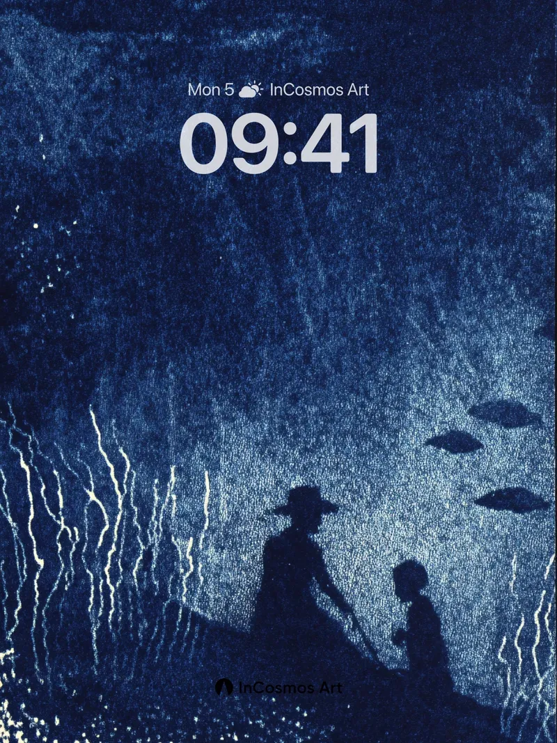 Midnight Silhouette Wallpaper with Starlit Water