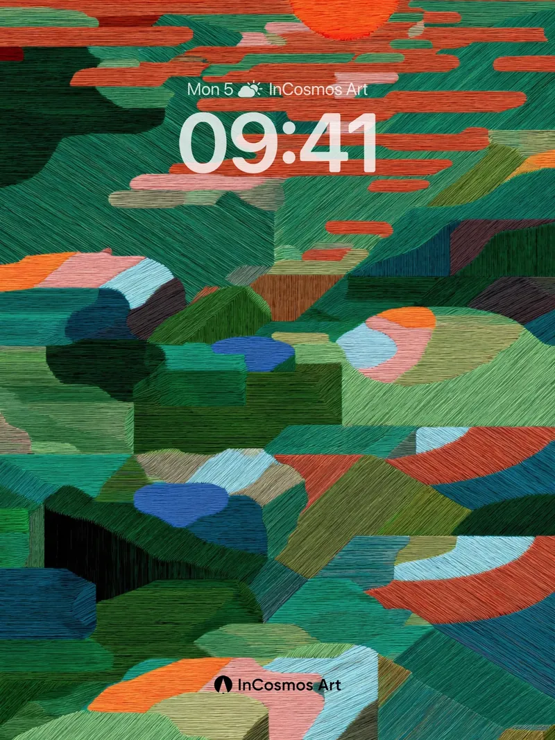 Crimson Horizon Wallpaper with Stitched Light