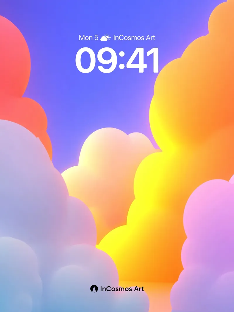 Luminous Cloudscape Wallpaper with Rainbow Reflections