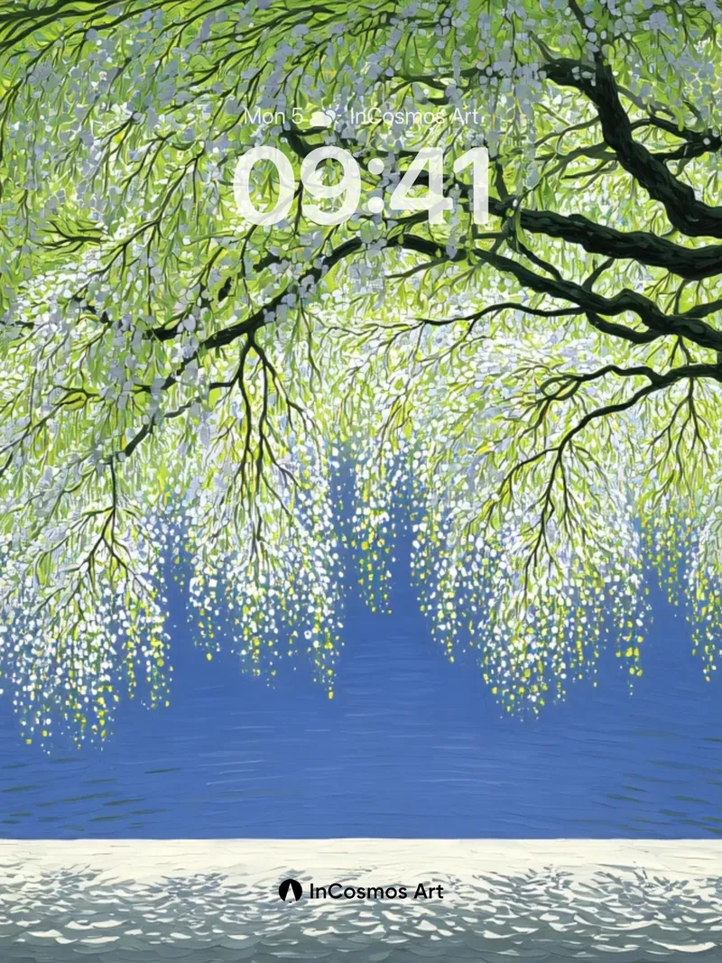 Serenity Weeping Willow Wallpaper with Silver Light