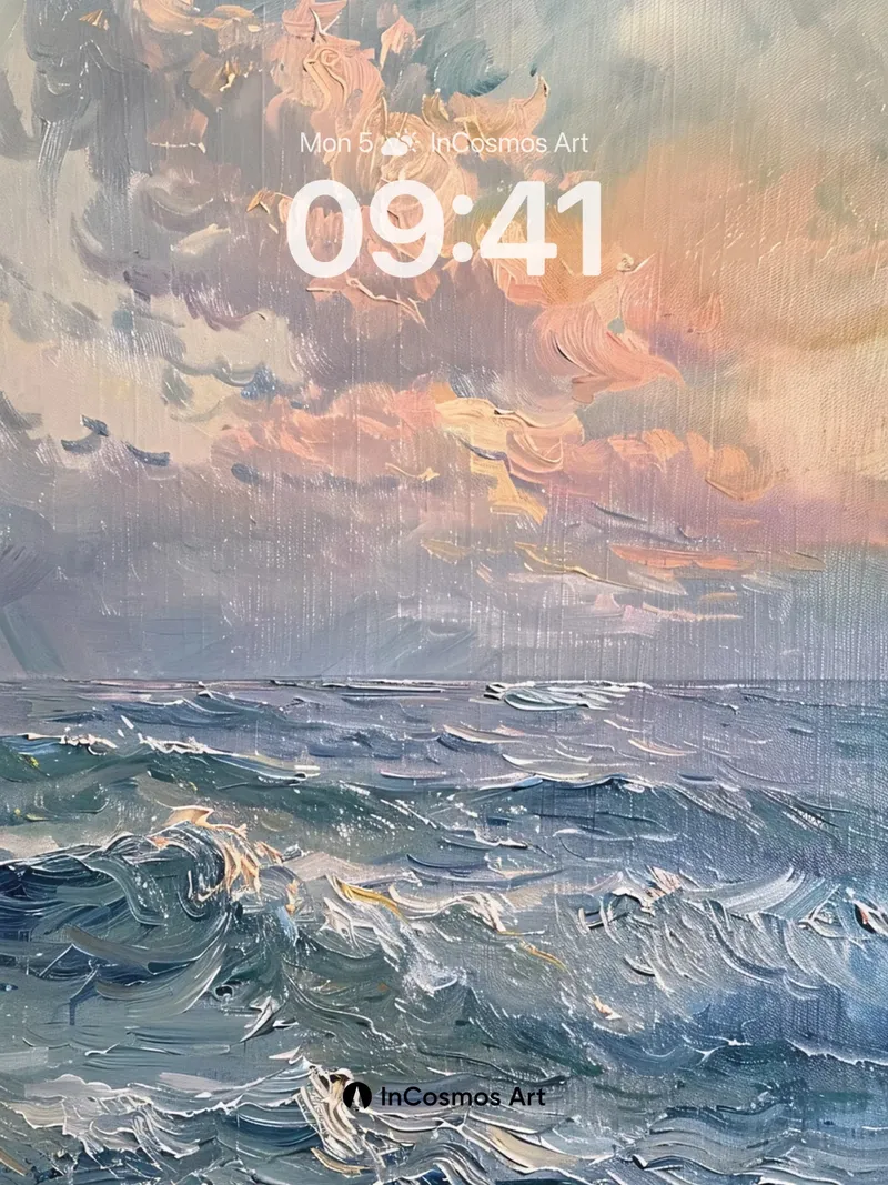 Storm's Breath Ocean Wallpaper with Impressionist Waves