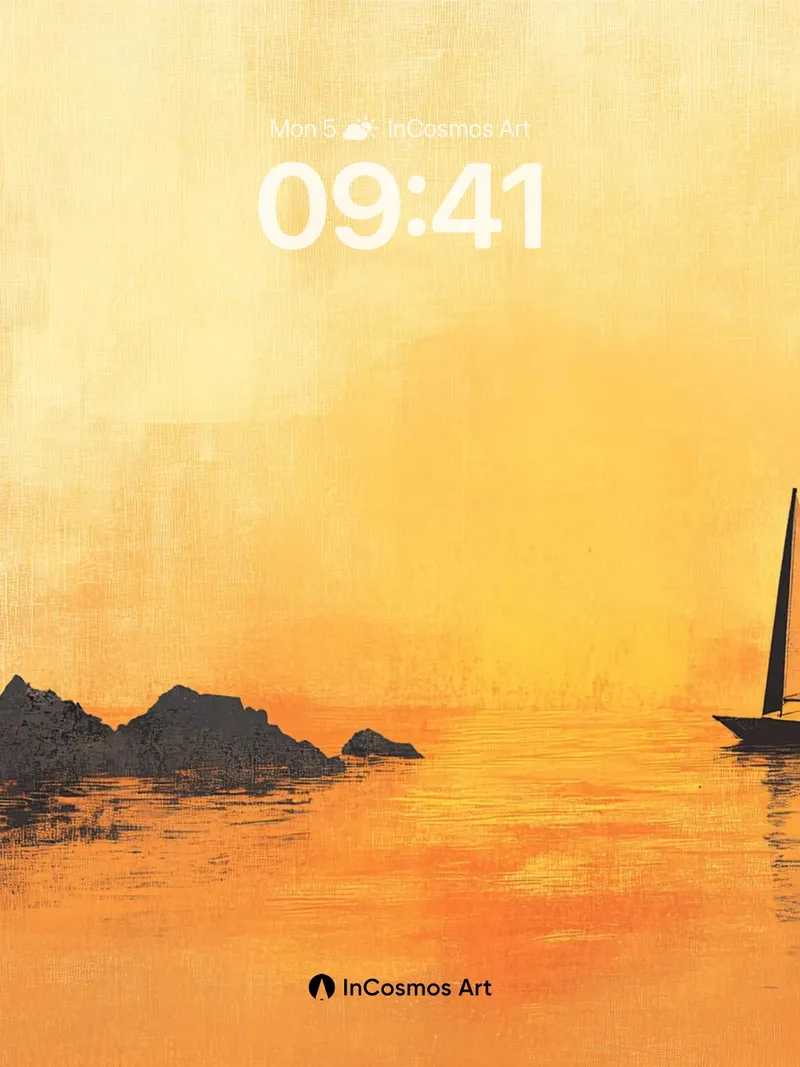 Golden Hush Sailboat Wallpaper with Sunset Veil