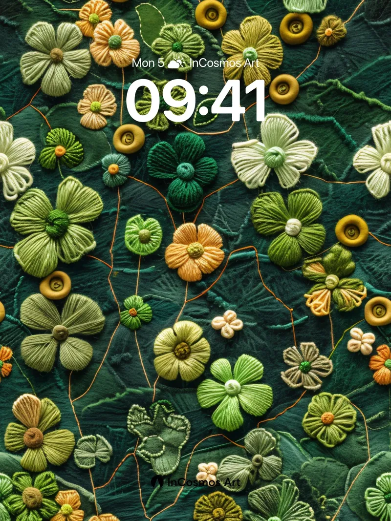 Emerald Garden Wallpaper with Textured Bloom