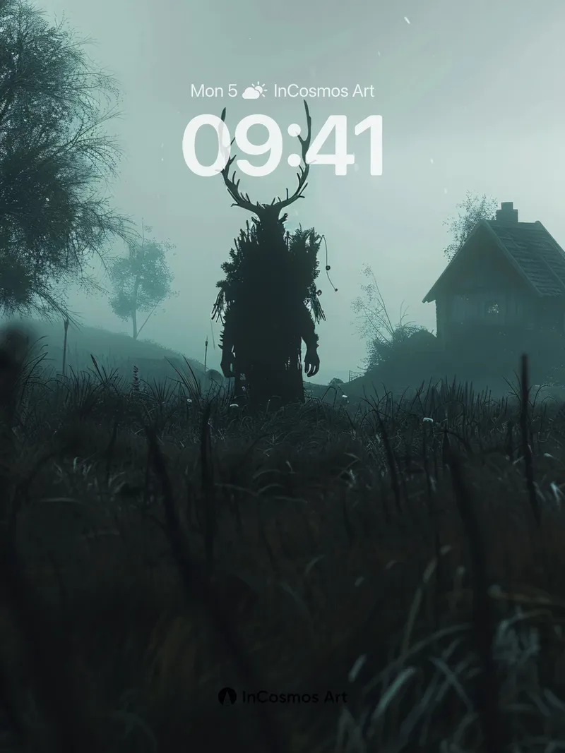 Whispering Stag Wallpaper with Fog-Cloaked Silence