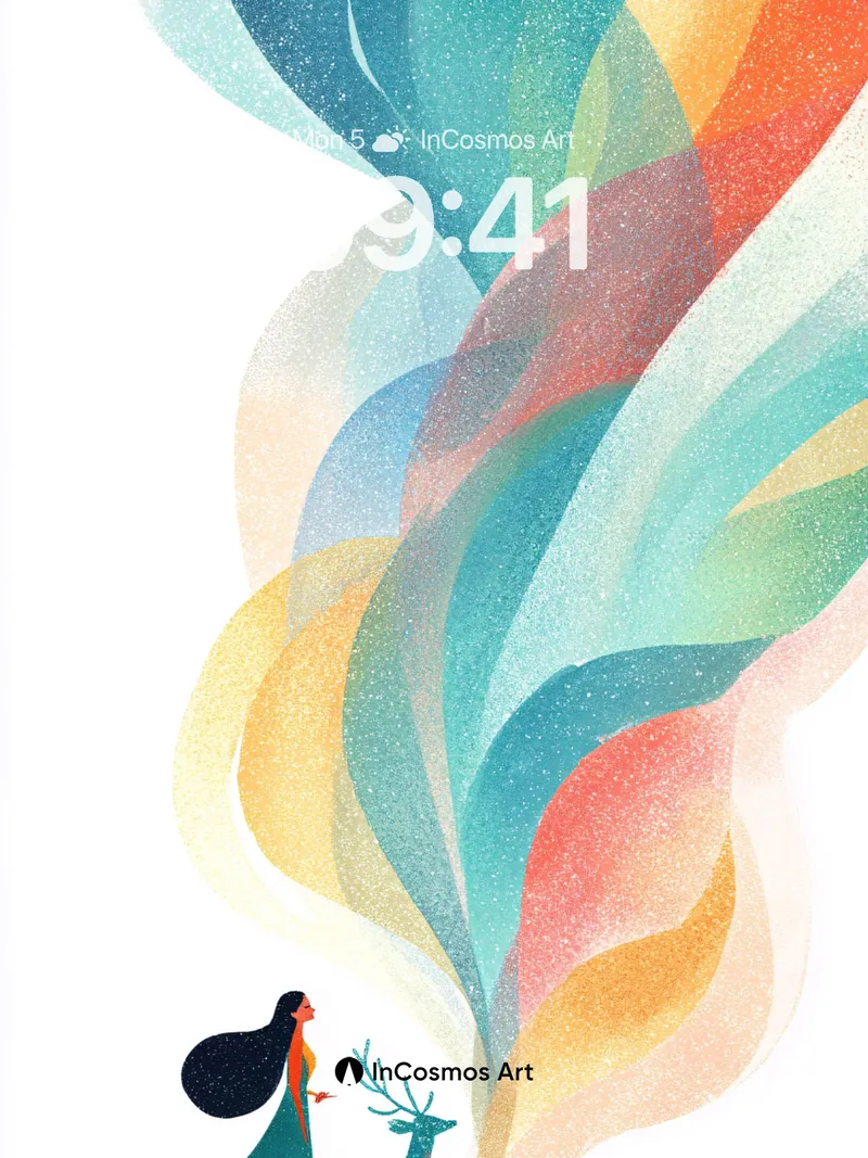 Whispering Color Stream Wallpaper with Starlight Veil