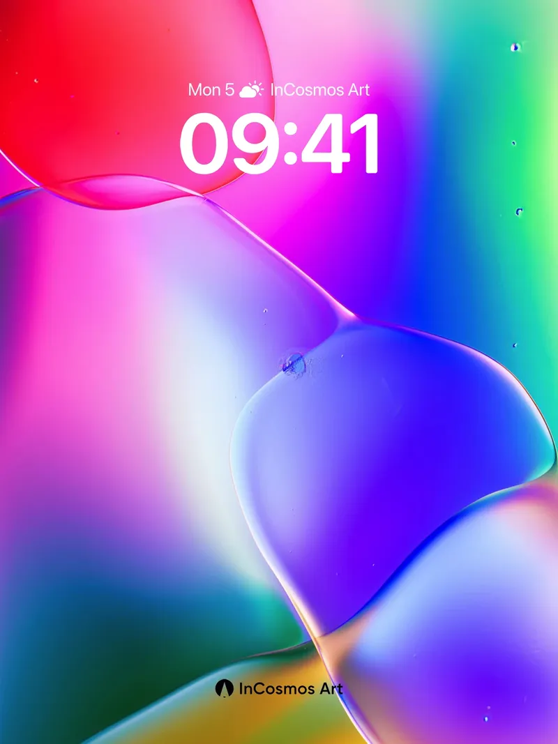 Luminous Fluid Wallpaper with Rainbow Sheen