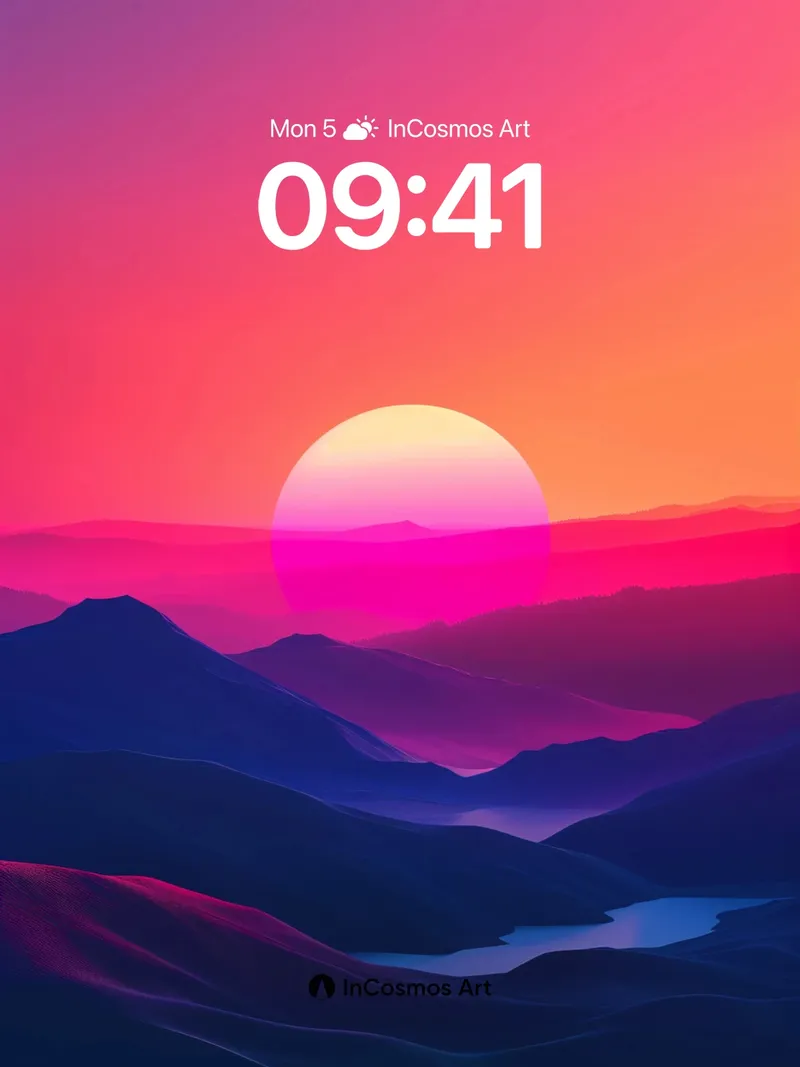 Neon Horizon Wallpaper with Cosmic Glow
