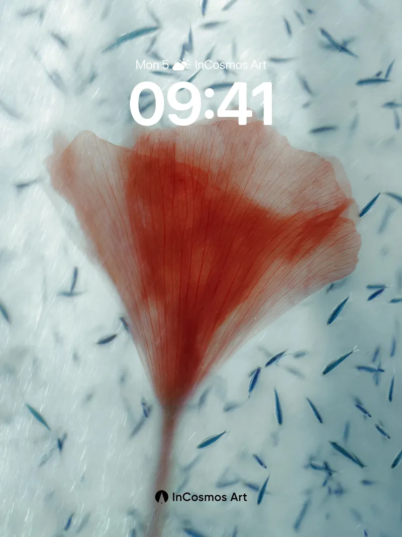 Fragile Bloom Wallpaper with Floating Feathers