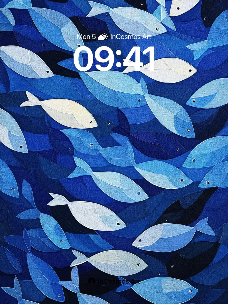 Deep Currents Wallpaper with Floating Fish