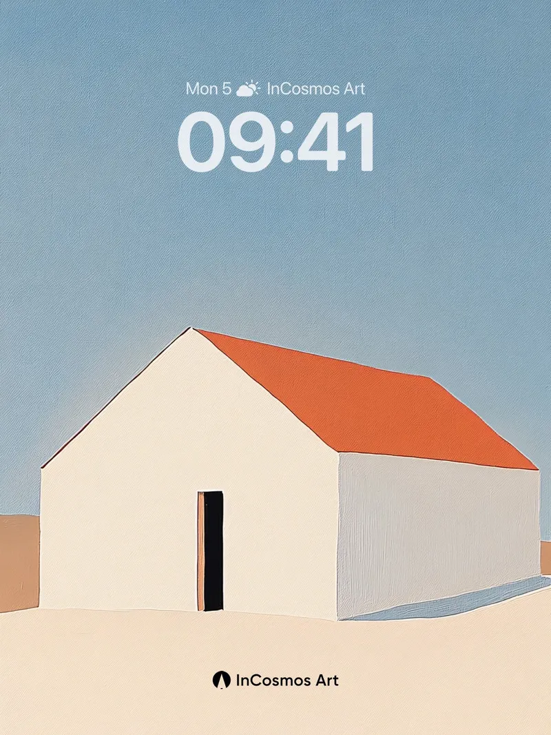 Desert Stillness Wallpaper with Orange Roof