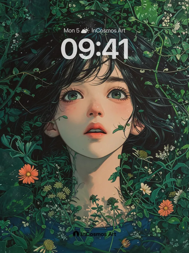 Whispering Vine Wallpaper with Starlit Eyes