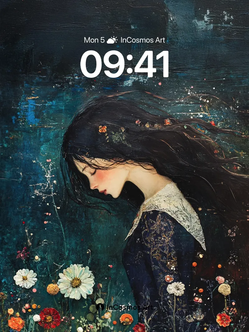 Whispering Bloom Wallpaper with Midnight Threads