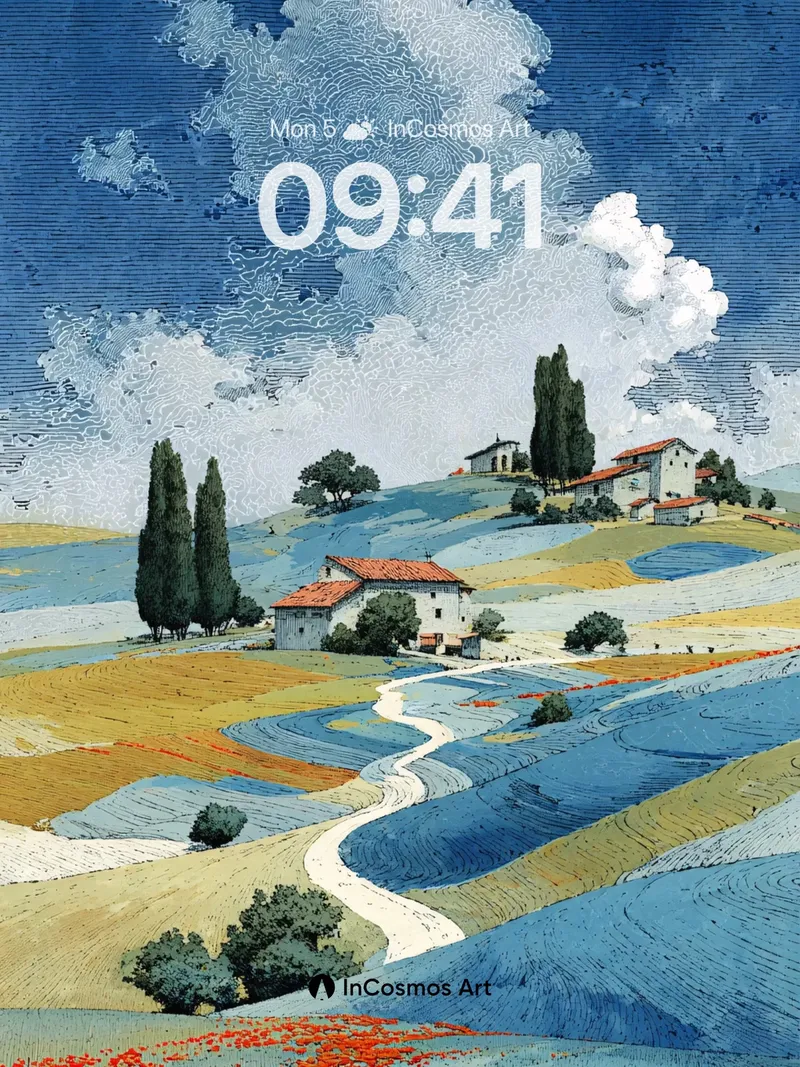 Serenity in Terracotta Fields Wallpaper with Whispers of Wind