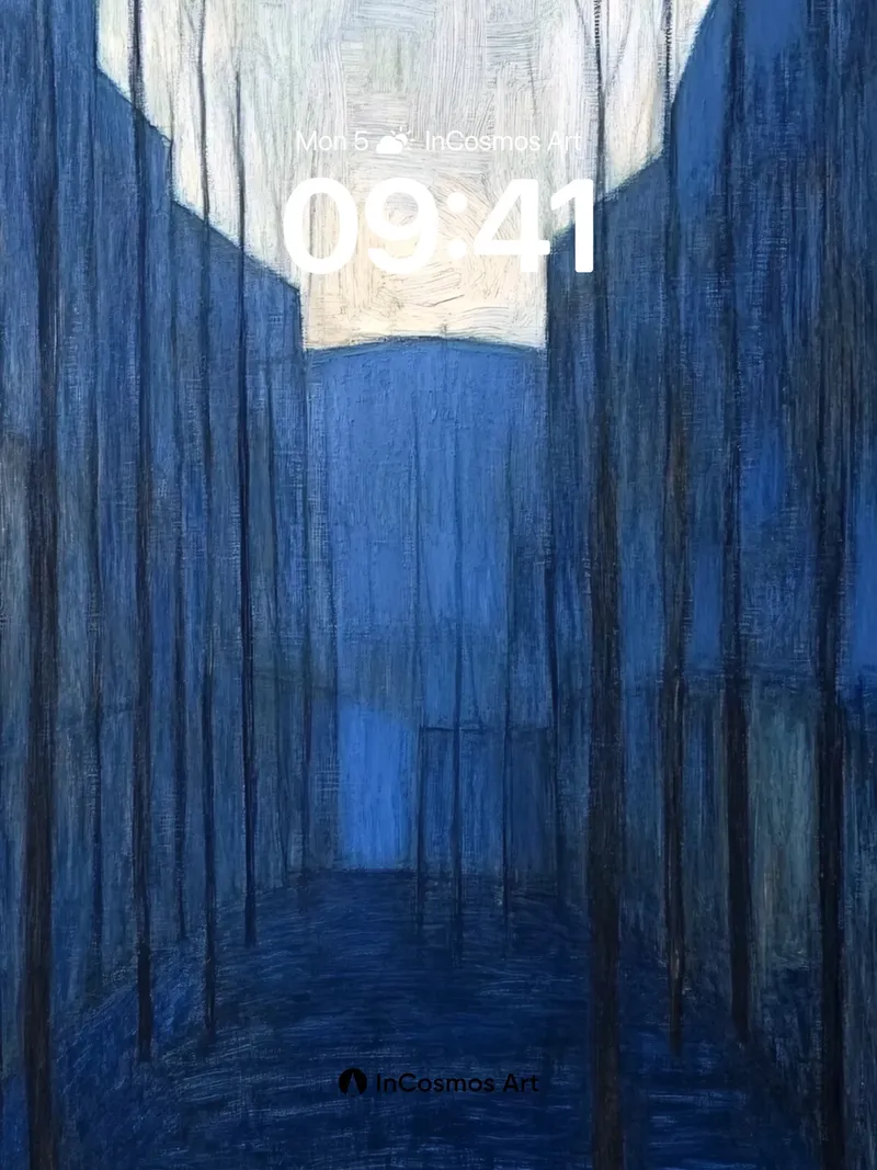 Whispering Blue Forest Wallpaper with Silent Trees