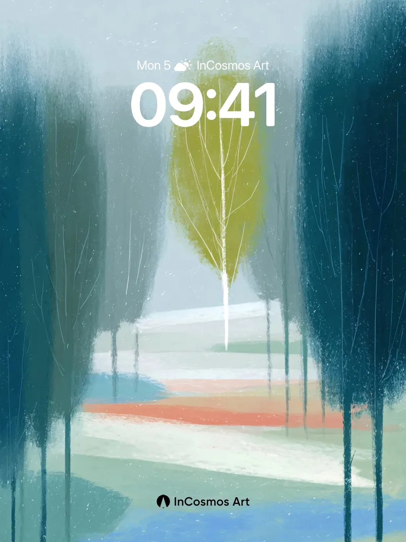 Whispering Canopy Wallpaper with Solitary Gold Tree