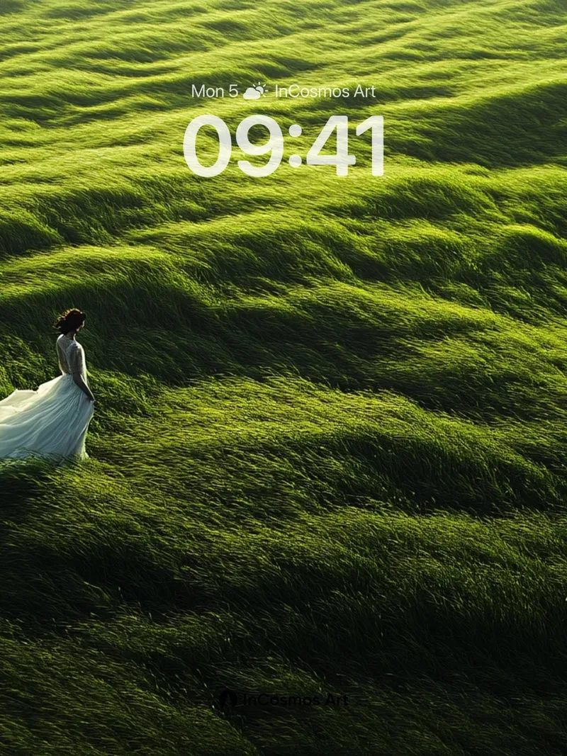 Serenity Wave Wallpaper with Floating Gown