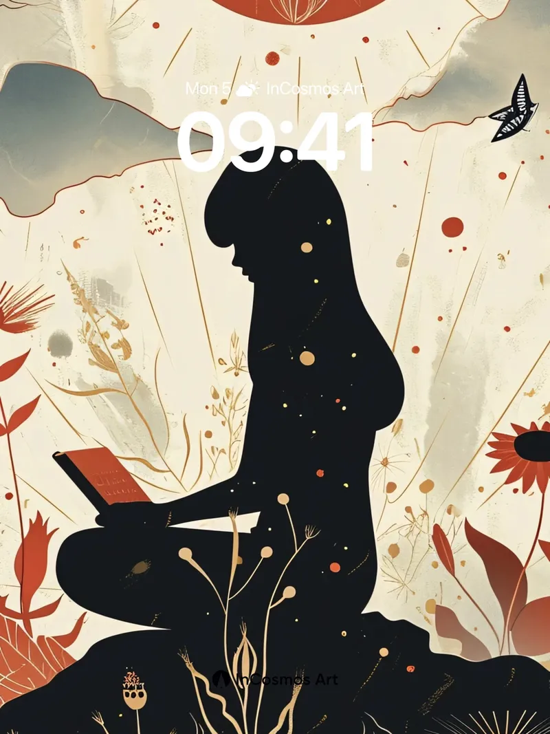 Silhouette Reverie Wallpaper with Celestial Bloom