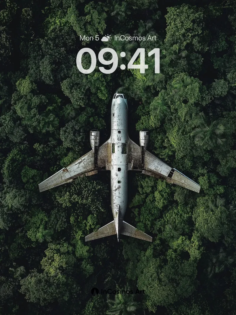 Silent Jungle Wallpaper with Abandoned Plane