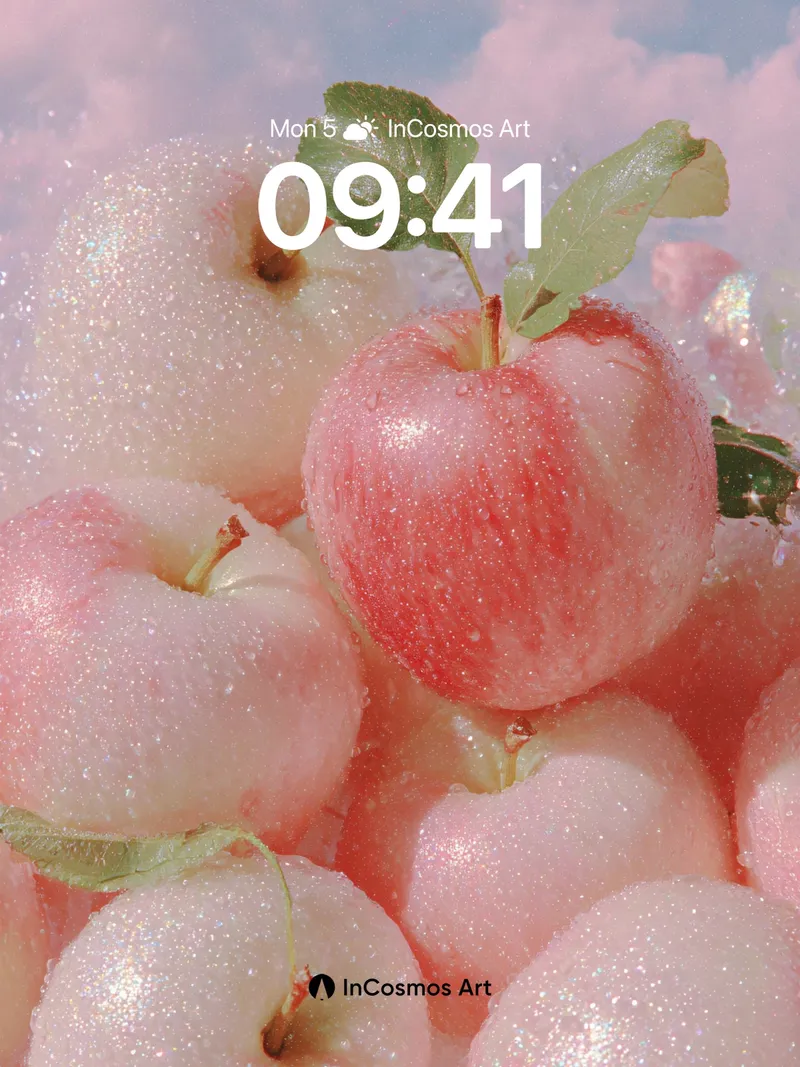 Gleaming Frost Apple Wallpaper with Ethereal Sky