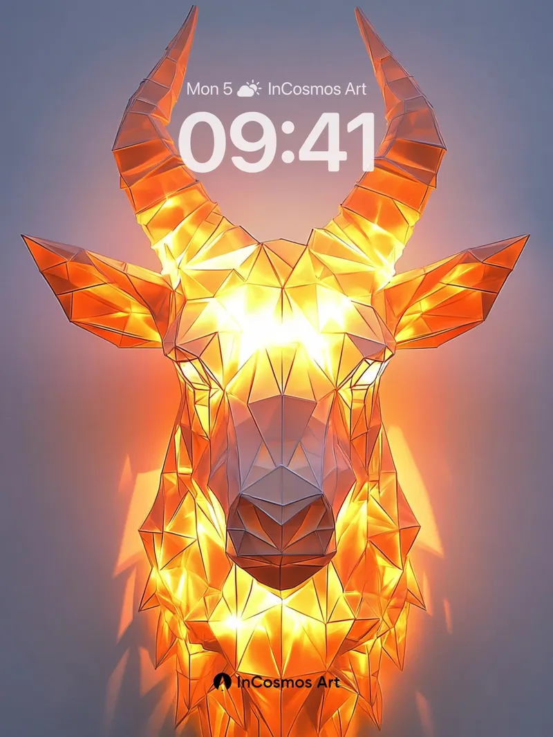 Golden Geometry Wallpaper with Fiery Facets