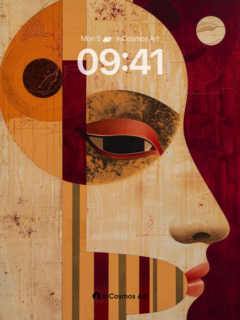 Surreal Gaze Wallpaper with Earth-Toned Geometry
