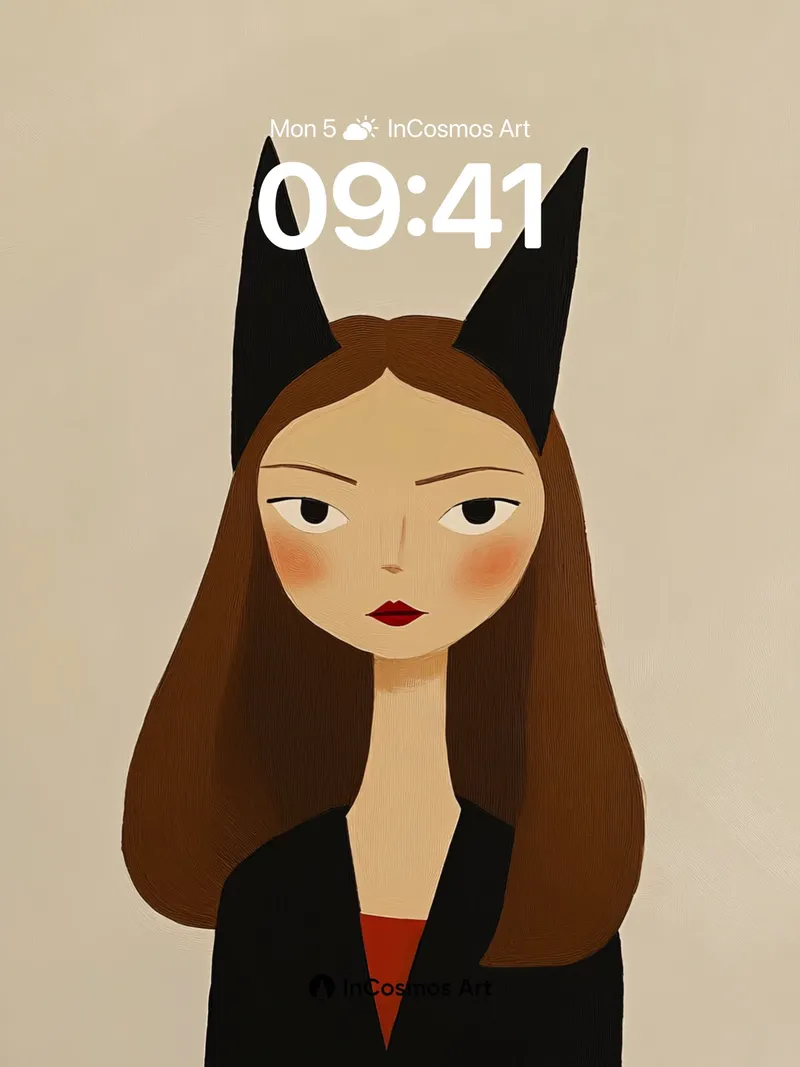 Quiet Cat-Ear Wallpaper with Velvet Shadows