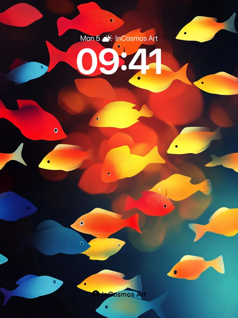 Luminous Swarm Wallpaper with Floating Color Fields